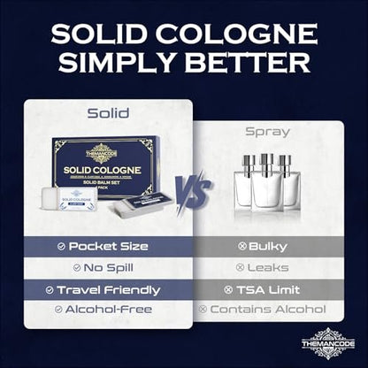 THEMANCODE Solid Cologne for Men - 4 Pack Sandalwood, Vetiver, Cedarwood, Sage - Long-Lasting Solid Perfume Gifts
