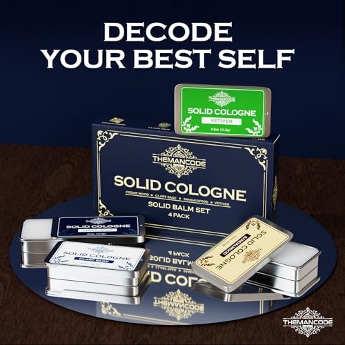 THEMANCODE Solid Cologne for Men - 4 Pack Sandalwood, Vetiver, Cedarwood, Sage - Long-Lasting Solid Perfume Gifts - görsel 16