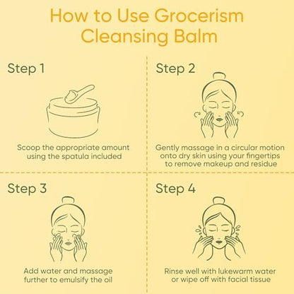 Grocerism Cleansing Balm Makeup Remover - Manuka Honey & Grass-Fed Tallow with Soothing Cica - Melts Waterproof Mascara & SPF - Non-Comedogenic for Sensitive Dry Skin & Eyes - 3.53 oz Avelisse