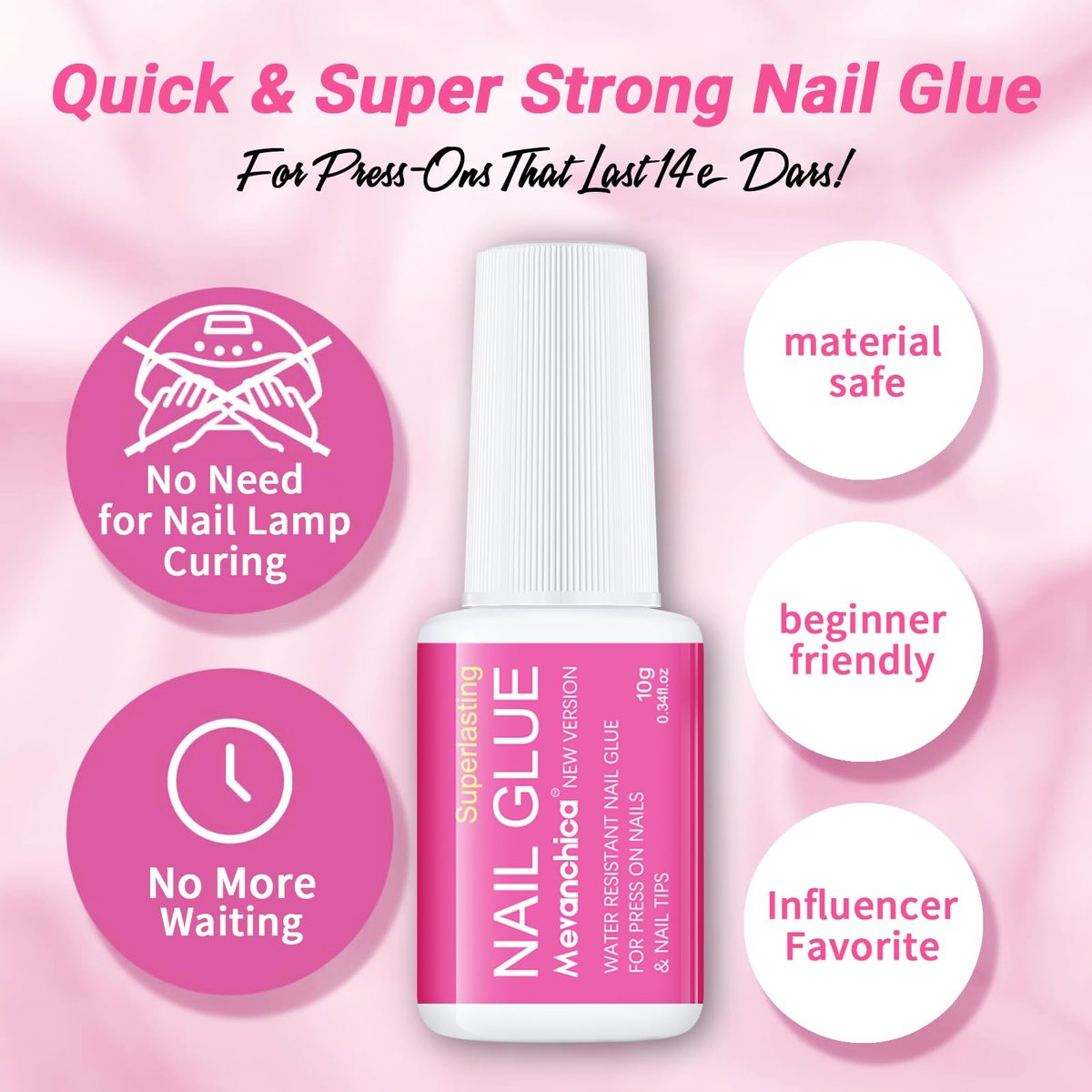 Mevanchica Super Strong Nail Glue – Extra Long Lasting Adhesive for Press On Nails, Nail Tips & Acrylic Fingernails with Brush Tip Applicator - görsel 5