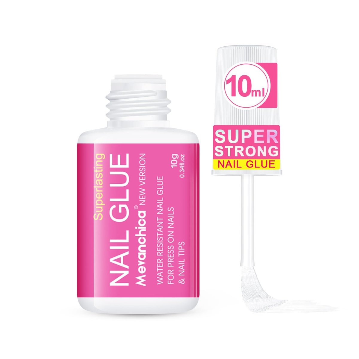 Mevanchica Super Strong Nail Glue – Extra Long Lasting Adhesive for Press On Nails, Nail Tips & Acrylic Fingernails with Brush Tip Applicator - görsel 1