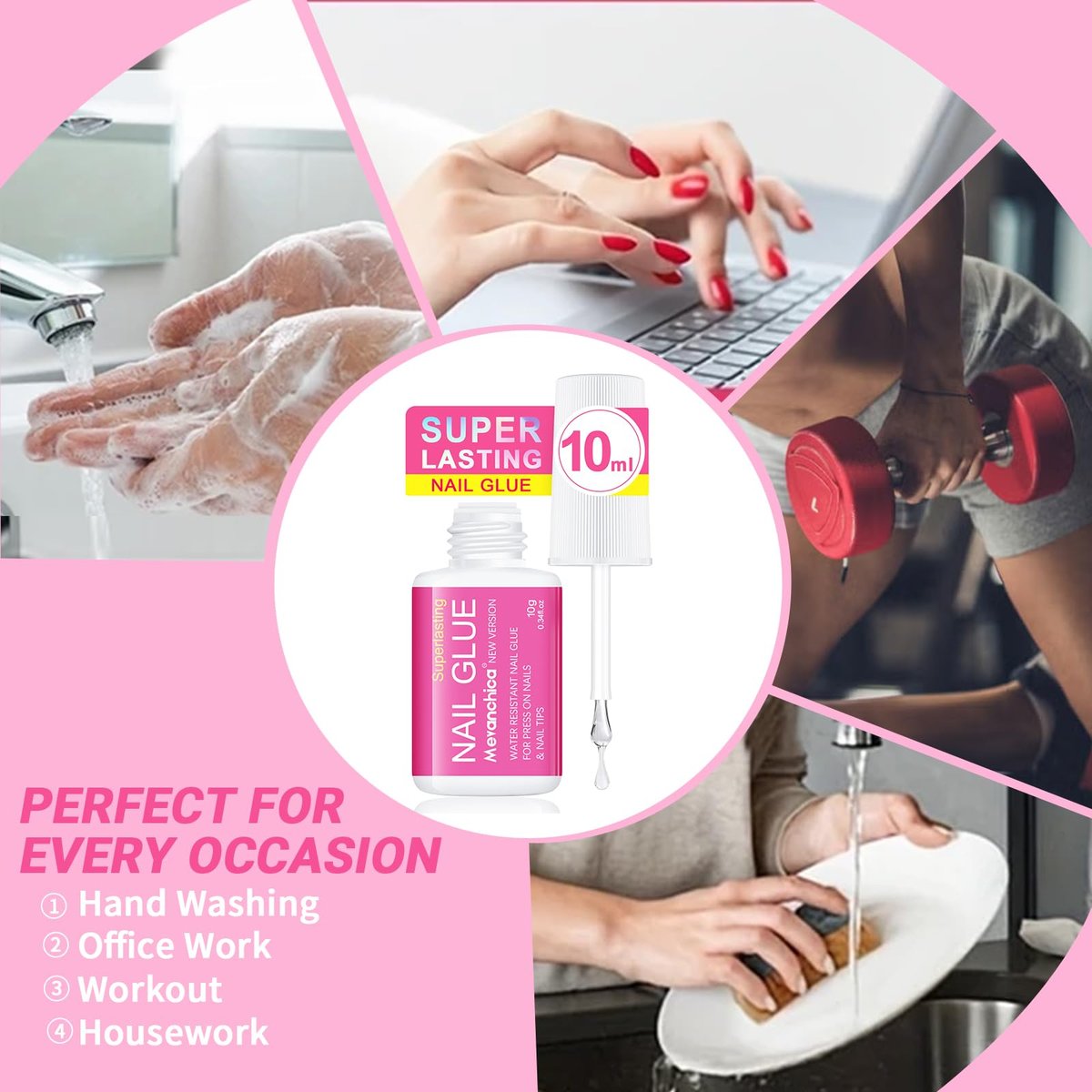 Mevanchica Super Strong Nail Glue – Extra Long Lasting Adhesive for Press On Nails, Nail Tips & Acrylic Fingernails with Brush Tip Applicator - görsel 13