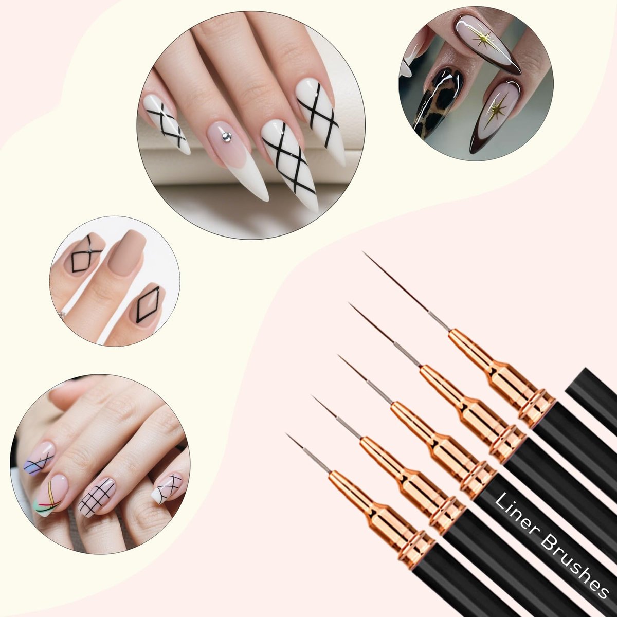 LIGHT RAIN 34Pcs Nail Art Brush Set - Complete Kit with Dotting Tool, Liner Brushes, Acrylic Brushes, Ombre Brush, Cuticle Tool, Rhinestone Picker Pencil for Beginner to Pro Nail Design - görsel 5