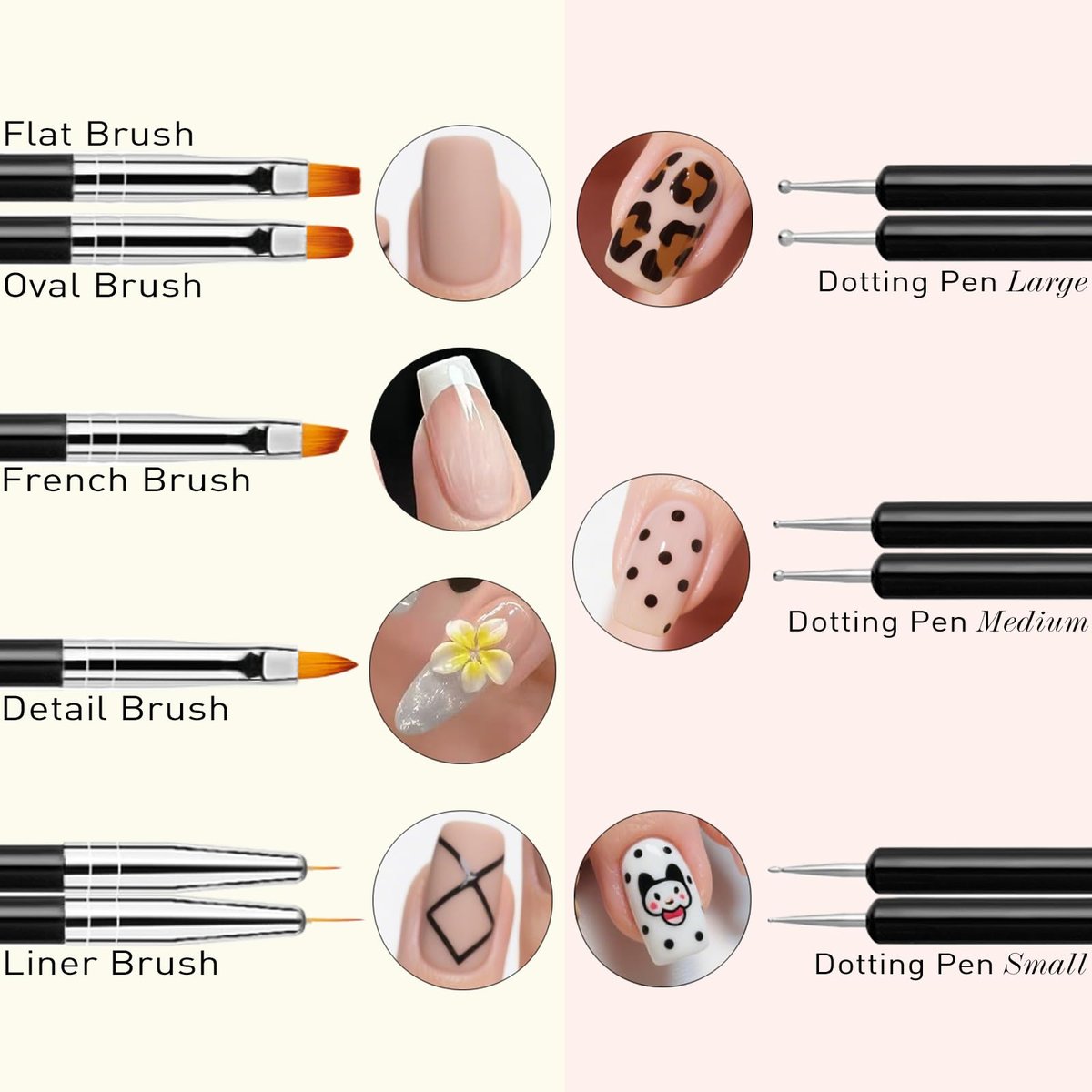 LIGHT RAIN 34Pcs Nail Art Brush Set - Complete Kit with Dotting Tool, Liner Brushes, Acrylic Brushes, Ombre Brush, Cuticle Tool, Rhinestone Picker Pencil for Beginner to Pro Nail Design - görsel 3