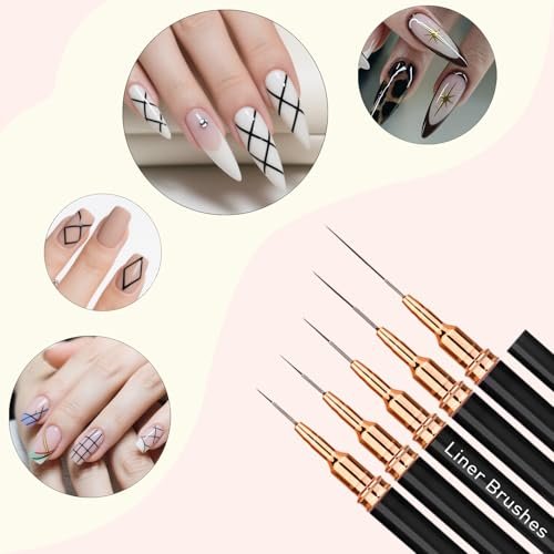 LIGHT RAIN 34Pcs Nail Art Brush Set - Complete Kit with Dotting Tool, Liner Brushes, Acrylic Brushes, Ombre Brush, Cuticle Tool, Rhinestone Picker Pencil for Beginner to Pro Nail Design - görsel 6