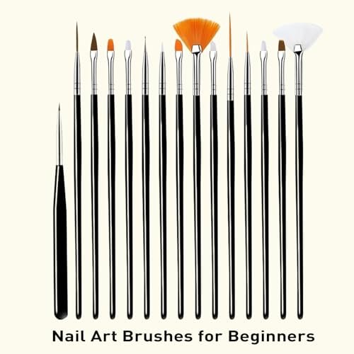 LIGHT RAIN 34Pcs Nail Art Brush Set - Complete Kit with Dotting Tool, Liner Brushes, Acrylic Brushes, Ombre Brush, Cuticle Tool, Rhinestone Picker Pencil for Beginner to Pro Nail Design - görsel 14