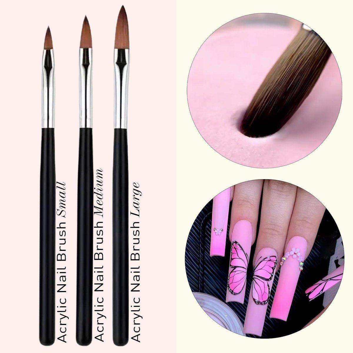 LIGHT RAIN 34Pcs Nail Art Brush Set - Complete Kit with Dotting Tool, Liner Brushes, Acrylic Brushes, Ombre Brush, Cuticle Tool, Rhinestone Picker Pencil for Beginner to Pro Nail Design - görsel 7