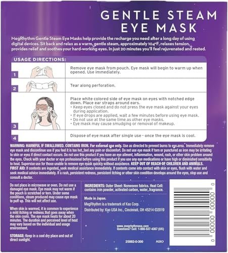 Import from Japan Megurism Gentle Steam Hot Eye Mask - Heated Eye Mask Warm Compress for Eyes, Pack of 12, Relaxation Gifts for Women (2 Boxes, No Scent) - görsel 6