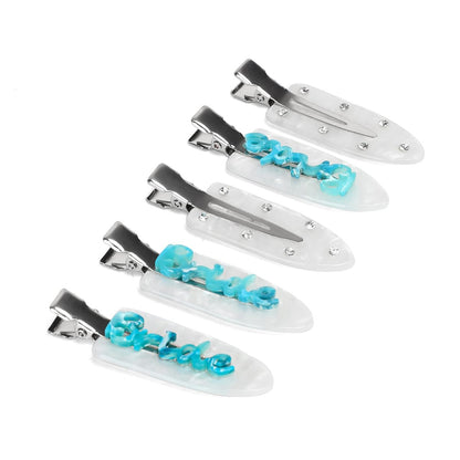 Bridal Hair Clips 5-Piece Set – Bride & Bridesmaid Get Ready Clips, White & Blue Bachelorette Accessories, Wedding Prep & Shower Favors Something Blue