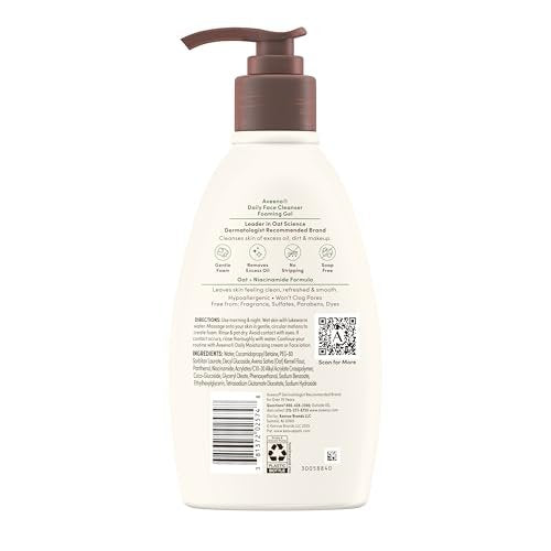 Aveeno Daily Foaming Gel Facial Cleanser, Fragrance Free, 12 fl. oz - görsel 12