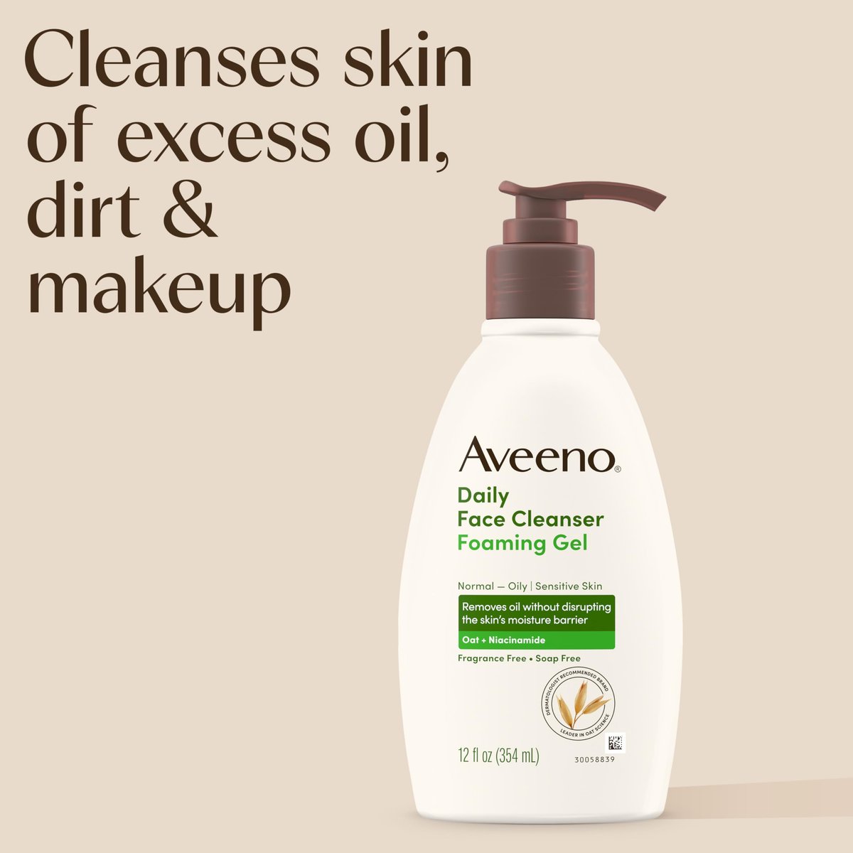 Aveeno Daily Foaming Gel Facial Cleanser, Fragrance Free, 12 fl. oz - görsel 3