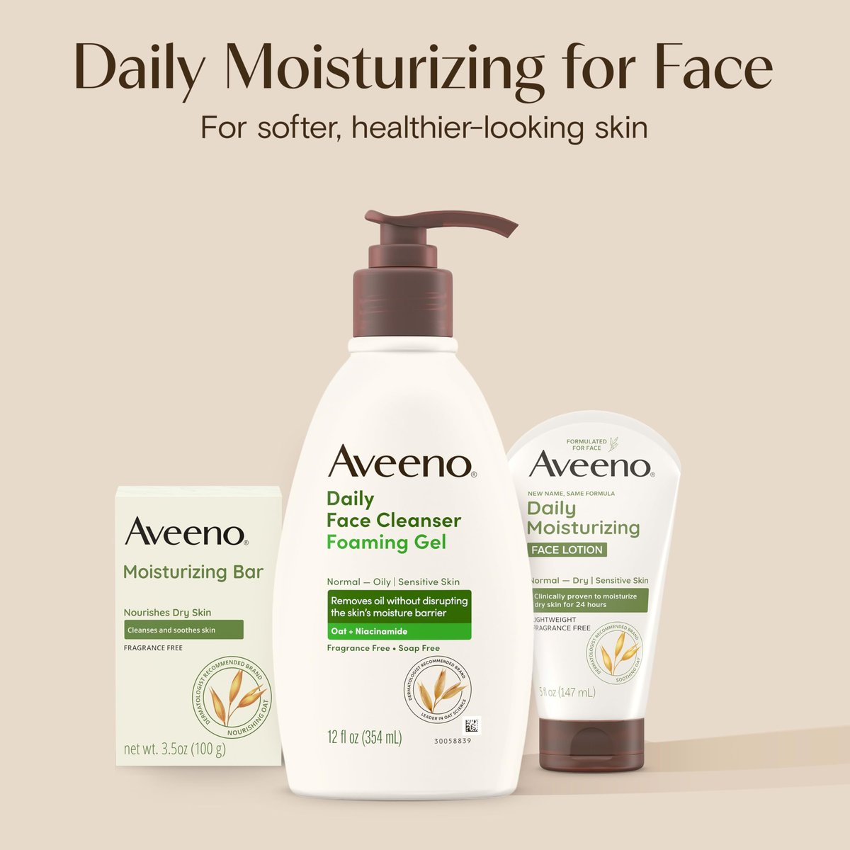 Aveeno Daily Foaming Gel Facial Cleanser, Fragrance Free, 12 fl. oz - görsel 9