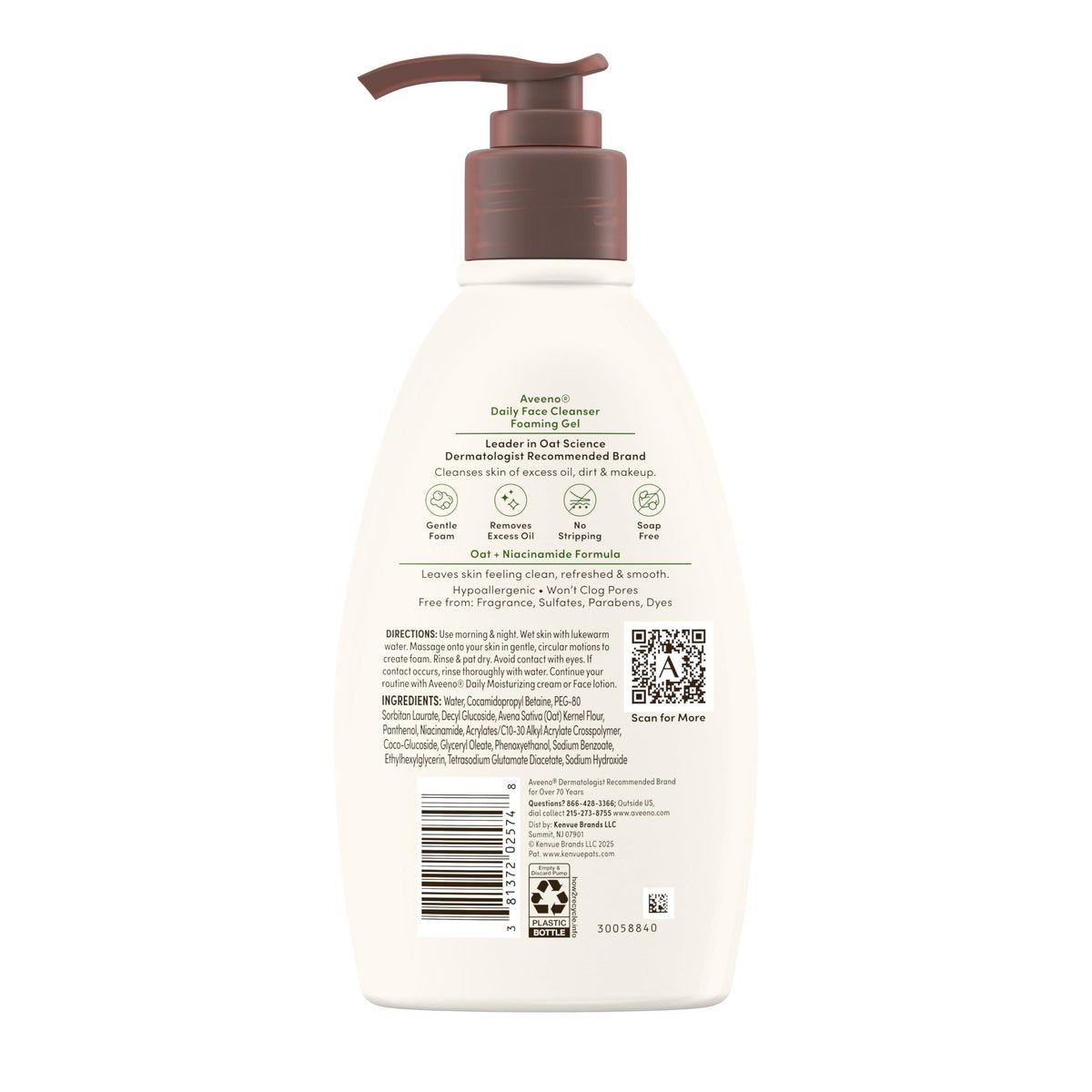 Aveeno Daily Foaming Gel Facial Cleanser, Fragrance Free, 12 fl. oz - görsel 11