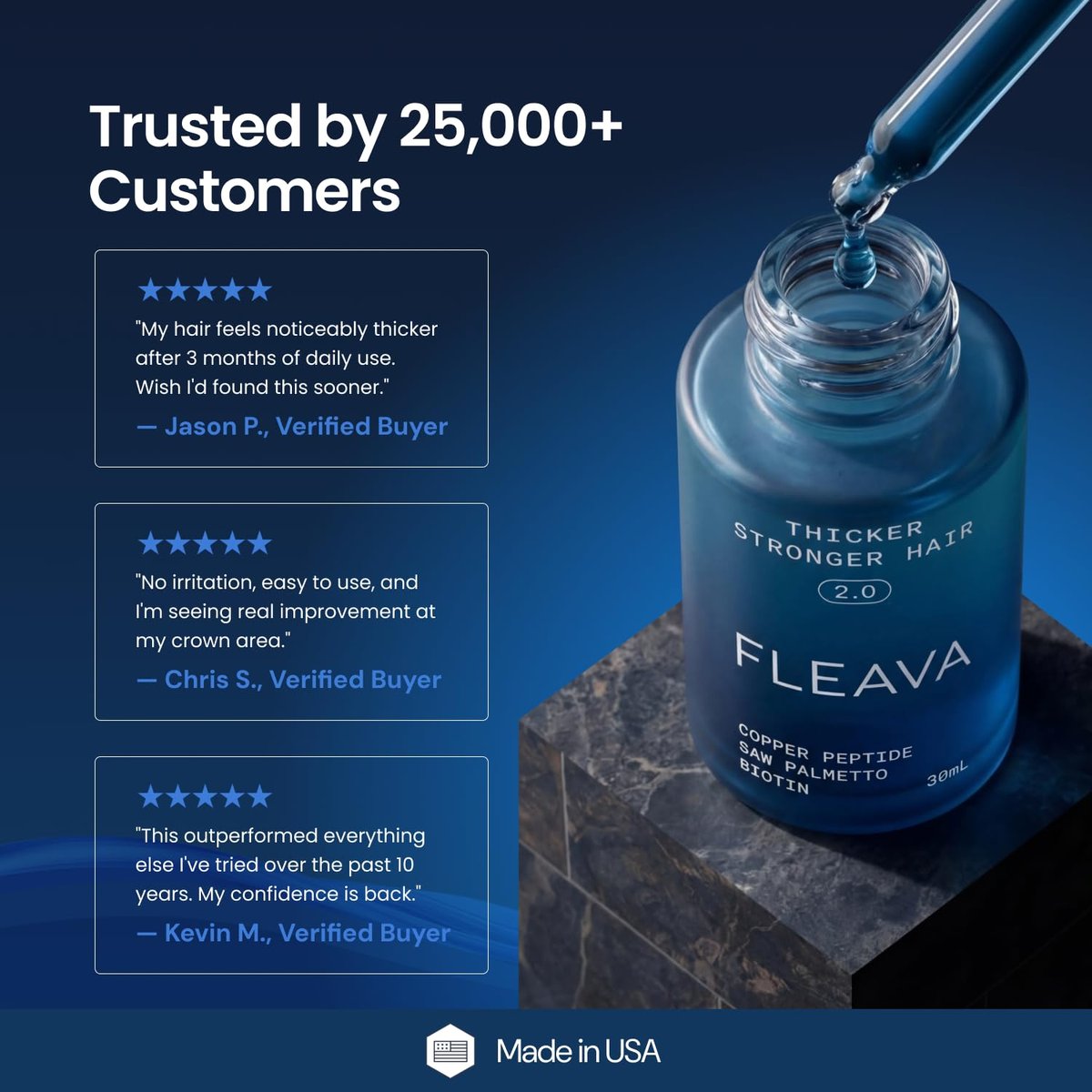 Fleava Hair Regrowth Serum for Thinning Hair, 30ml – Clinically Backed Peptides, Biotin, Ginseng & Scutellaria – Supports Hair Growth, Strengthens Roots, and Promotes Healthier Scalp Avelisse