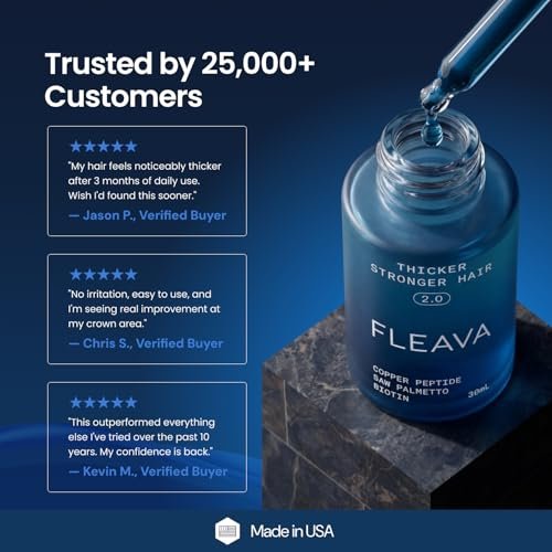 Fleava Hair Regrowth Serum for Thinning Hair, 30ml – Clinically Backed Peptides, Biotin, Ginseng & Scutellaria – Supports Hair Growth, Strengthens Roots, and Promotes Healthier Scalp Avelisse