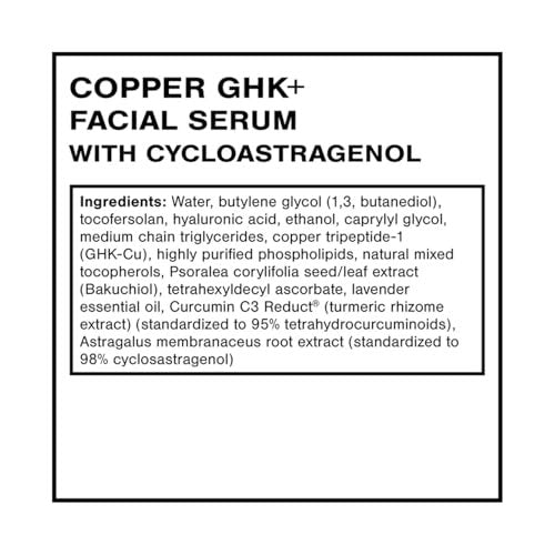 Quicksilver Scientific Copper GHK+ Facial Serum with Cycloastragenol – Copper Peptide Serum for Healthy Skin Support, Smooth Complexion & Glow – Gluten-Free, Vegan & Non-GMO – 1 fl oz Avelisse