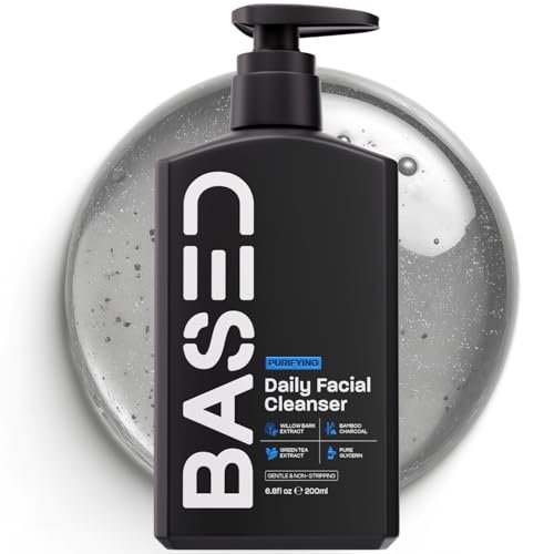 BASED Daily Facial Cleanser for Men - Deep Cleaning Formula with Bamboo Charcoal & Willow Bark - Removes Buildup Without Stripping - Clear Skin, 6.8 Fl Oz - görsel 2