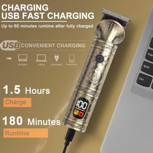 NuvaConx Professional Hair Clipper & Trimmer Kit – Zero Gapped T-Blade, Cordless Grooming Kit for Men (4 in 1, Bronze) Avelisse
