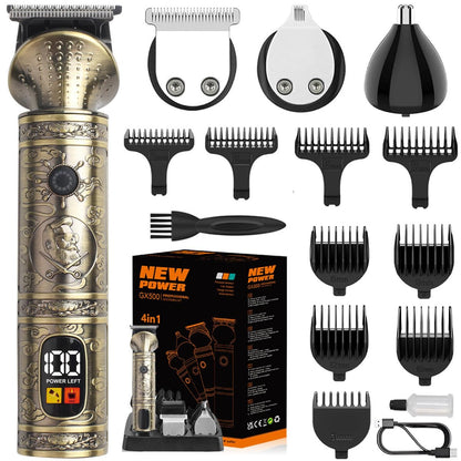 NuvaConx Professional Hair Clipper & Trimmer Kit – Zero Gapped T-Blade, Cordless Grooming Kit for Men (4 in 1, Bronze) Avelisse