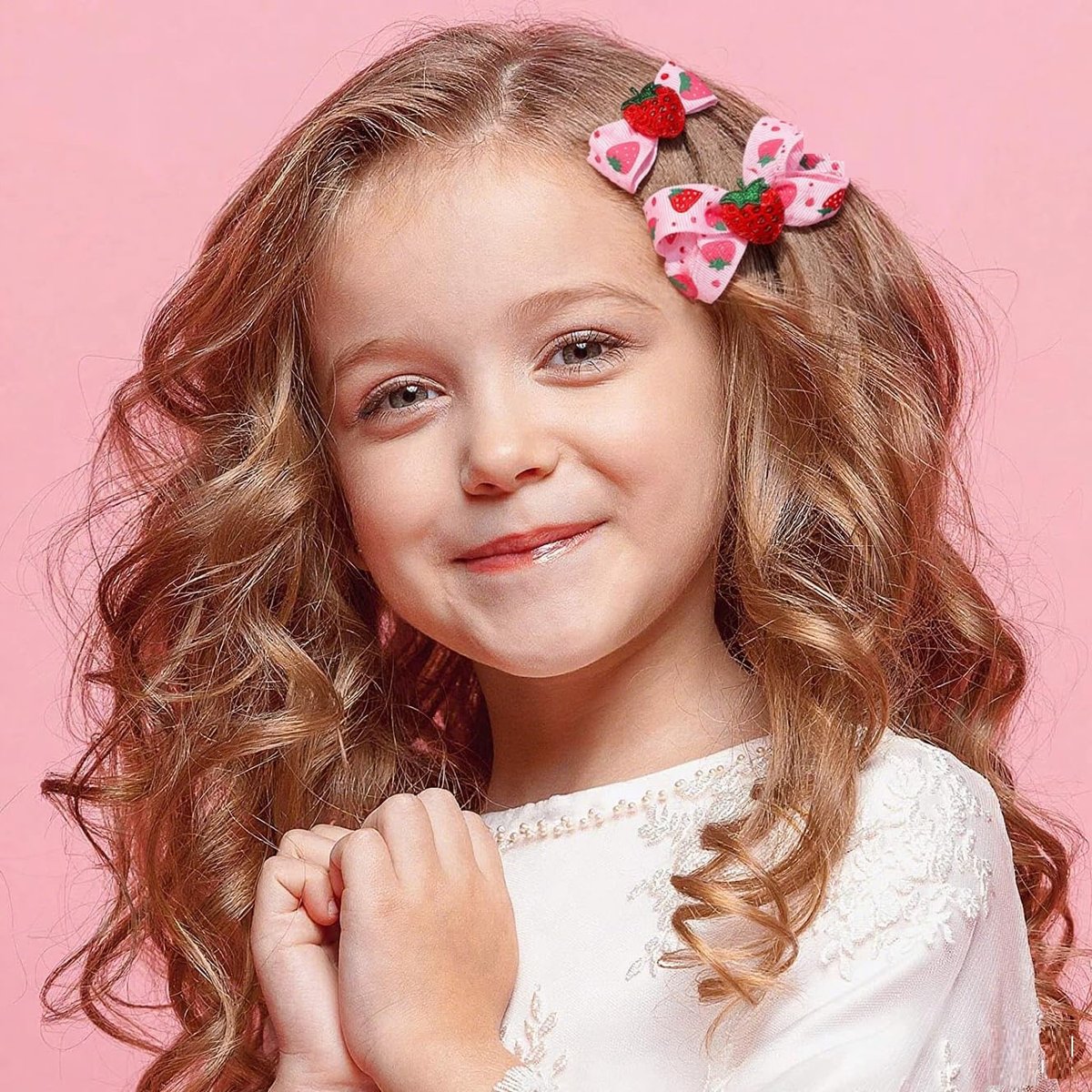 ZANWELL 6Pcs Kawaii Strawberry Hair Clips - Pink Fruit Hair Bows for Girls, Non-Slip Metal Barrettes for Daily & Party - görsel 9