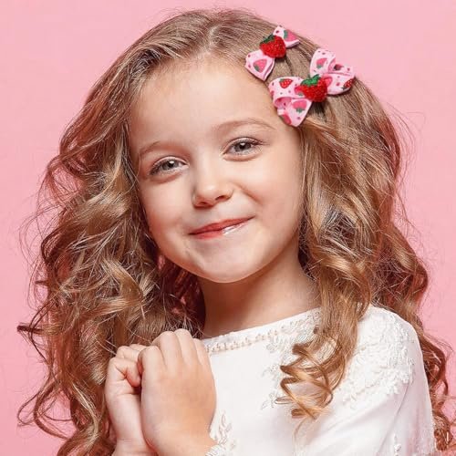 ZANWELL 6Pcs Kawaii Strawberry Hair Clips - Pink Fruit Hair Bows for Girls, Non-Slip Metal Barrettes for Daily & Party - görsel 10