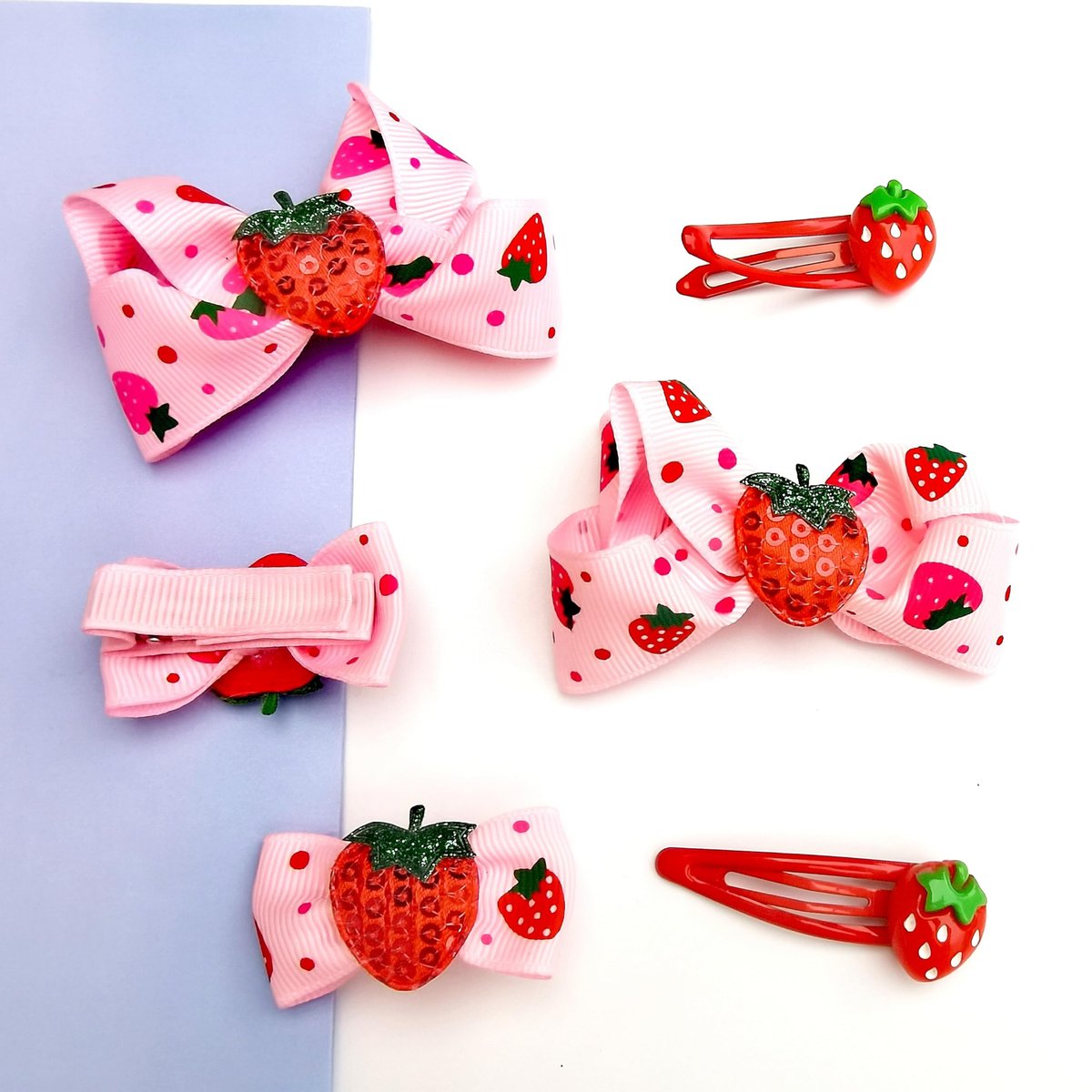 ZANWELL 6Pcs Kawaii Strawberry Hair Clips - Pink Fruit Hair Bows for Girls, Non-Slip Metal Barrettes for Daily & Party - görsel 7