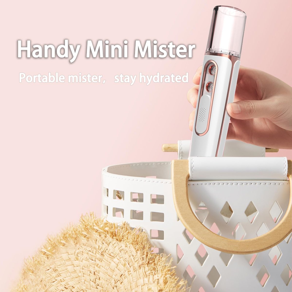 withthesun Nano Facial Mister - Cool Mist Face Steamer with 2 Spray Nozzles, USB Rechargeable, Visual Water Tank, Deep Hydrating for Eyelash Extensions & Daily Skincare (Pink) Avelisse