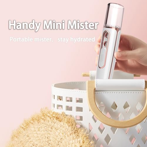 withthesun Nano Facial Mister - Cool Mist Face Steamer with 2 Spray Nozzles, USB Rechargeable, Visual Water Tank, Deep Hydrating for Eyelash Extensions & Daily Skincare (Pink) Avelisse