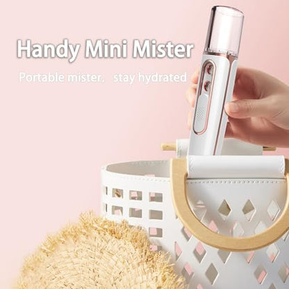 withthesun Nano Facial Mister - Cool Mist Face Steamer with 2 Spray Nozzles, USB Rechargeable, Visual Water Tank, Deep Hydrating for Eyelash Extensions & Daily Skincare (Pink) Avelisse
