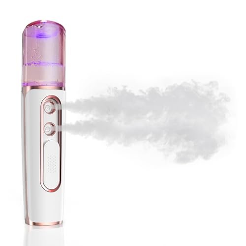 withthesun Nano Facial Mister - Cool Mist Face Steamer with 2 Spray Nozzles, USB Rechargeable, Visual Water Tank, Deep Hydrating for Eyelash Extensions & Daily Skincare (Pink) Avelisse