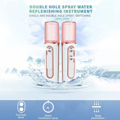 withthesun Nano Facial Mister - Cool Mist Face Steamer with 2 Spray Nozzles, USB Rechargeable, Visual Water Tank, Deep Hydrating for Eyelash Extensions & Daily Skincare (Pink) Avelisse