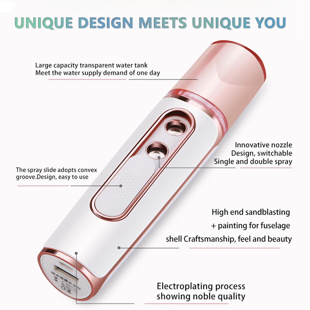 withthesun Nano Facial Mister - Cool Mist Face Steamer with 2 Spray Nozzles, USB Rechargeable, Visual Water Tank, Deep Hydrating for Eyelash Extensions & Daily Skincare (Pink) Avelisse