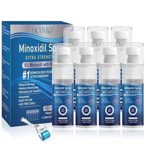 5% Minoxidil Extra Strength Hair Regrowth Spray for Men and Women - 7 Pack (60ml Each) | Thicker, Healthier Hair & Beard Growth Treatment Avelisse