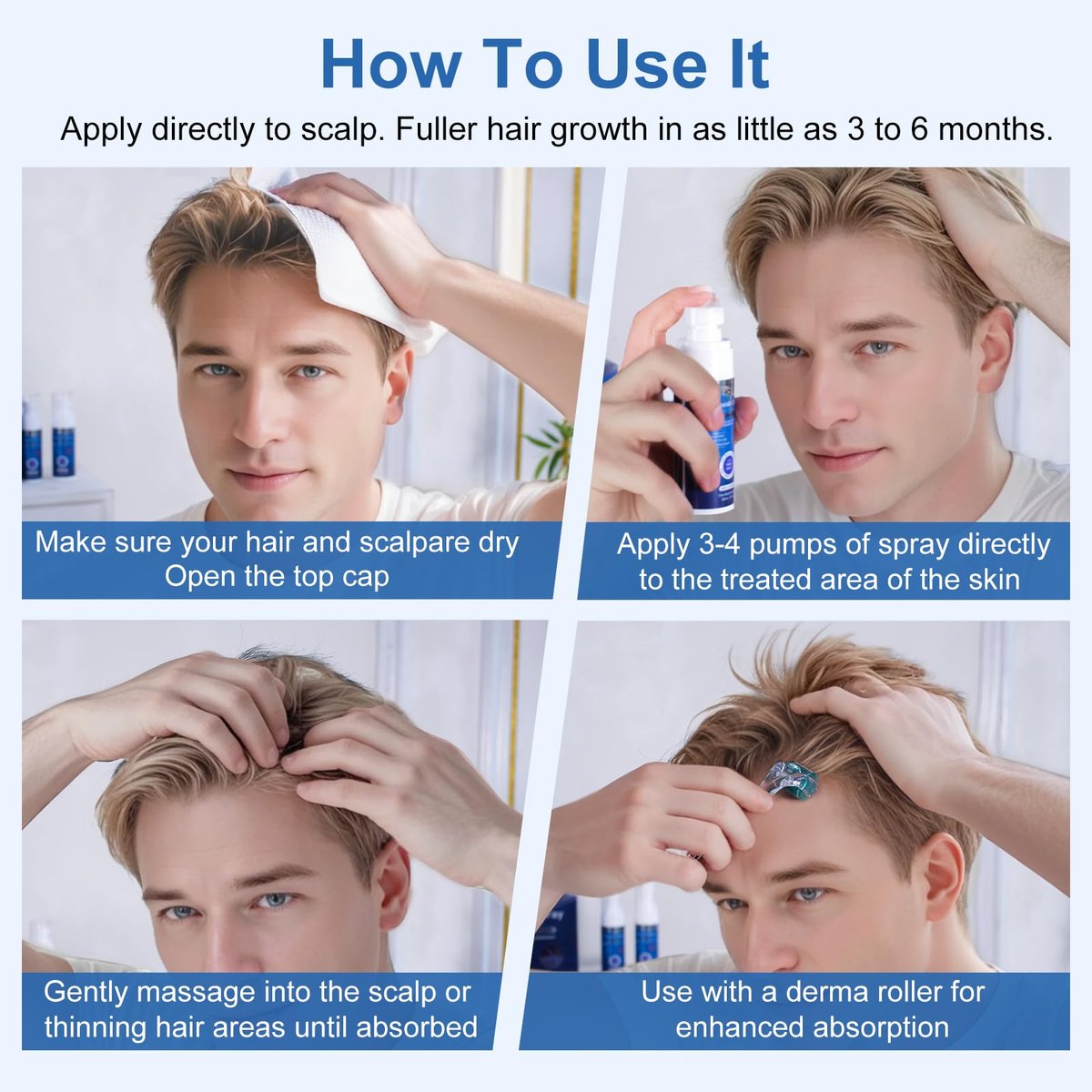 5% Minoxidil Extra Strength Hair Regrowth Spray for Men and Women - 7 Pack (60ml Each) | Thicker, Healthier Hair & Beard Growth Treatment Avelisse