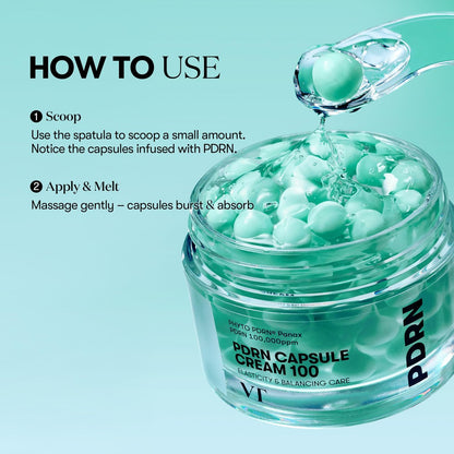 VT COSMETICS PDRN Capsule Cream 100 – Hydrating Face Moisturizer with 100,000ppm PDRN, Hyaluronic Acid & 9 Peptides, Firming & Plumping Korean Skin Care (1.69 fl oz)