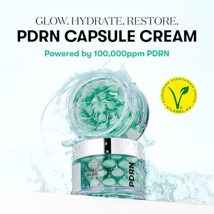 VT COSMETICS PDRN Capsule Cream 100 – Hydrating Face Moisturizer with 100,000ppm PDRN, Hyaluronic Acid & 9 Peptides, Firming & Plumping Korean Skin Care (1.69 fl oz)