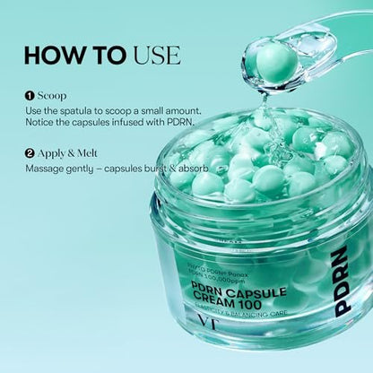 VT COSMETICS PDRN Capsule Cream 100 – Hydrating Face Moisturizer with 100,000ppm PDRN, Hyaluronic Acid & 9 Peptides, Firming & Plumping Korean Skin Care (1.69 fl oz)