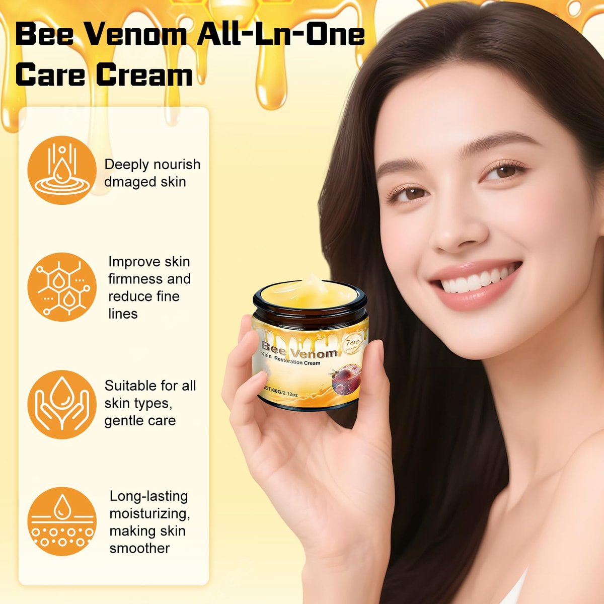 2 PCS Bee Venom Skin Restoration Cream – Firm, Rejuvenate & Smooth Wrinkles & Fine Lines Avelisse