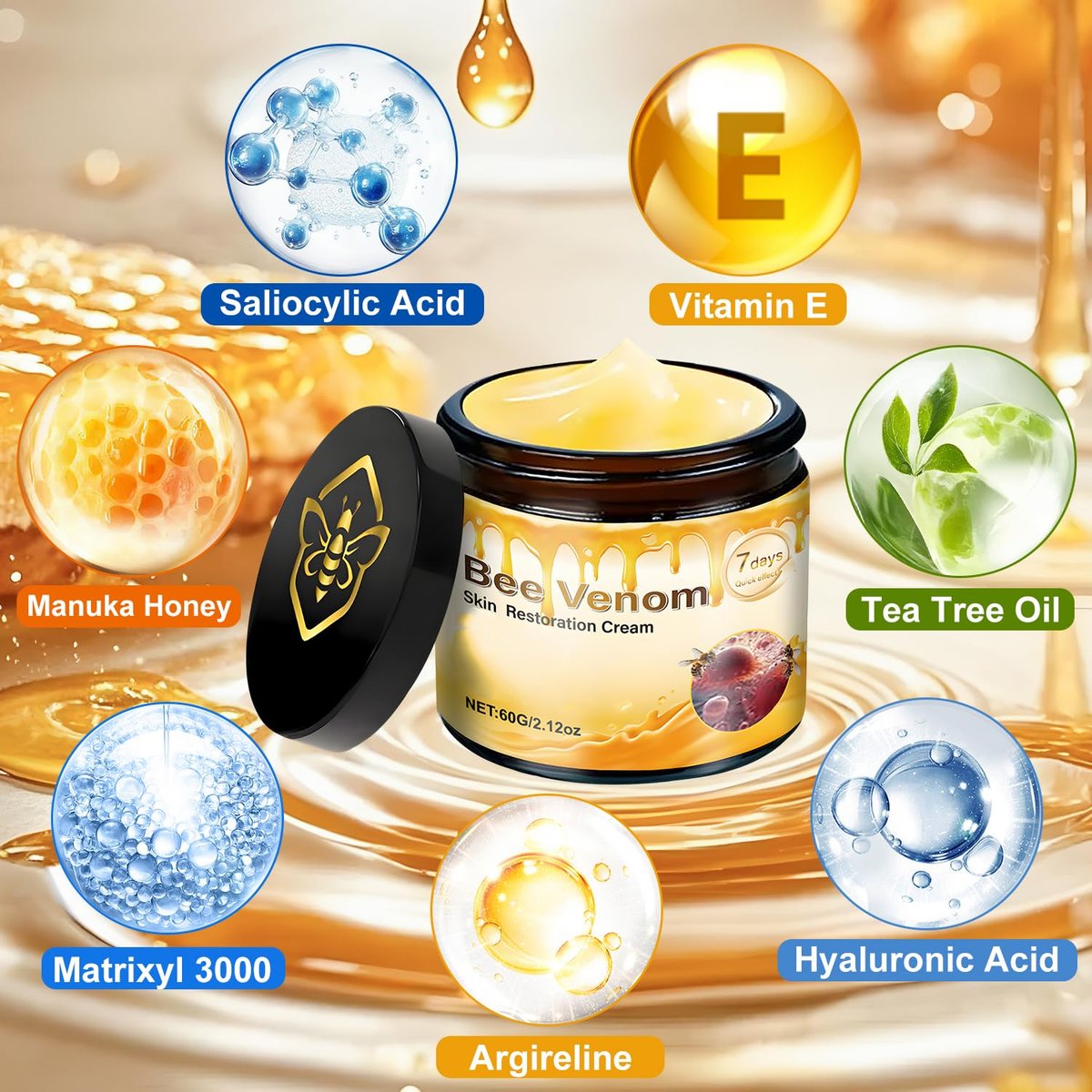 2 PCS Bee Venom Skin Restoration Cream – Firm, Rejuvenate & Smooth Wrinkles & Fine Lines Avelisse