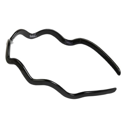 WOVOWOVO 2 Pack Wavy Headbands for Women - Comfortable Non-Slip Acetate Hair Bands with Teeth, Classic Black Tortoiseshell Hair Accessories