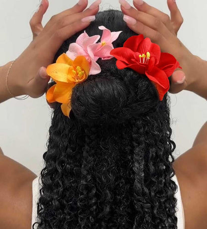 6-Pack Hawaiian Flower Hair Clips for Women - Tropical Bohemia Beach Party Hair Accessories