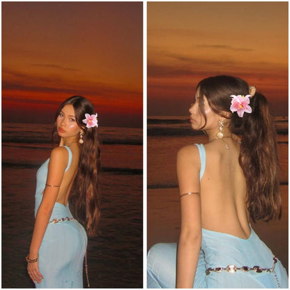 6-Pack Hawaiian Flower Hair Clips for Women - Tropical Bohemia Beach Party Hair Accessories