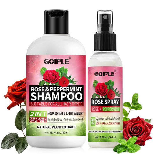 2-in-1 Shampoo & Conditioner for Dreadlocks and Hairstyles – Rose Water Loc Spray, Moisturizing & Refreshing for Dreads, Locks – Shampoo & Spray Set (6.09 Fl Oz, Pack of 2) Avelisse