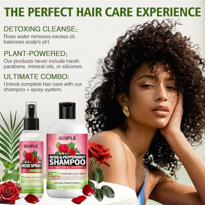 2-in-1 Shampoo & Conditioner for Dreadlocks and Hairstyles – Rose Water Loc Spray, Moisturizing & Refreshing for Dreads, Locks – Shampoo & Spray Set (6.09 Fl Oz, Pack of 2) Avelisse