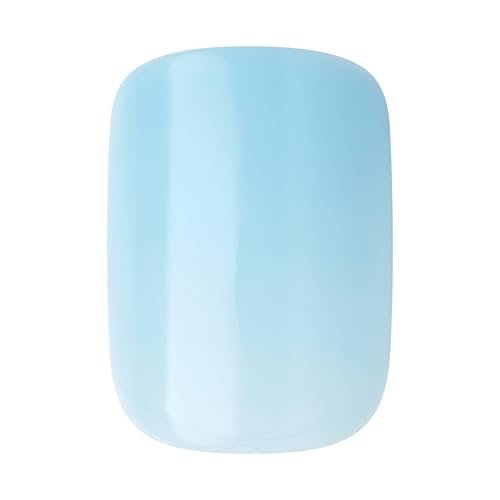 KISS imPRESS Press-On Manicure Fake Nails - Cloud Blue, Short Length, Squoval Shape, Solid Color, 30 Count Avelisse