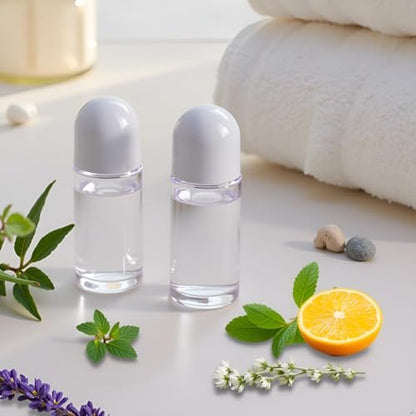 2 Pcs 50ML Glass Empty Roller Bottles with Plastic Roller Ball - Leak Proof Refillable Roll On Containers for Essential Oils, Perfume, and Massage Oils