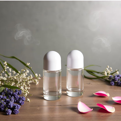 2 Pcs 50ML Glass Empty Roller Bottles with Plastic Roller Ball - Leak Proof Refillable Roll On Containers for Essential Oils, Perfume, and Massage Oils
