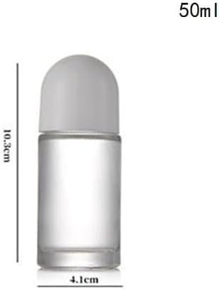2 Pcs 50ML Glass Empty Roller Bottles with Plastic Roller Ball - Leak Proof Refillable Roll On Containers for Essential Oils, Perfume, and Massage Oils