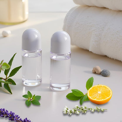 2 Pcs 50ML Glass Empty Roller Bottles with Plastic Roller Ball - Leak Proof Refillable Roll On Containers for Essential Oils, Perfume, and Massage Oils