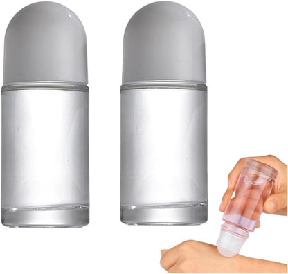 2 Pcs 50ML Glass Empty Roller Bottles with Plastic Roller Ball - Leak Proof Refillable Roll On Containers for Essential Oils, Perfume, and Massage Oils